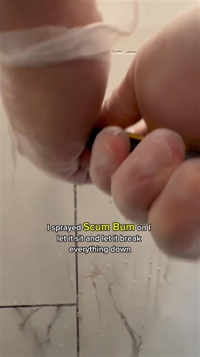 66K views · 72 reactions | If your shower looks like this, don’t give up — clean it like this. Spray Scum Bum on dry tile, let it sit so it softens all the crusty buildup, then scrub. It melts through hard water, limescale, and grime. You don’t need a remodel — just the right cleaner. | Speed Cleaning | Facebook