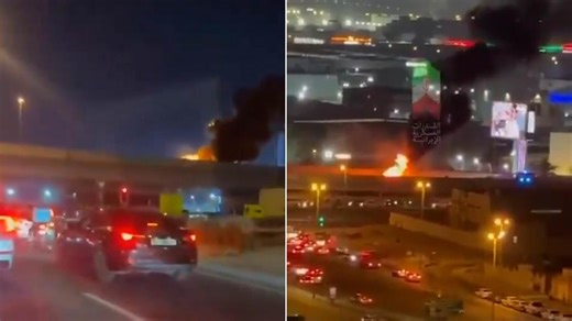 VIDEO: Man dies after aerial interception debris hits car in Dubai | Daily Mail Online