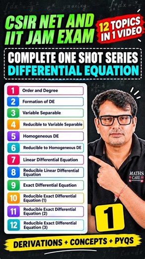 CSIR NET & IIT JAM | Differential Equation | Complete One Shot Series | 12 Topics in 1 Video |GP Sir