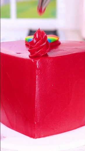 Mini Red Heart Cake Decorating💖 Satisfying ASMR | Mini Cake #shorts #asmr #miniature #minicake