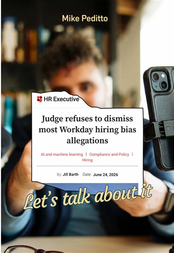 The workday AI in hiring discrimination lawsuit was allowed to proceed by a judge yesterday. Wow, this is not a verdict, it is a huge next step and hopefully eliminating blackbox AI hiring decisions. #ageism #careeradvice #hiring