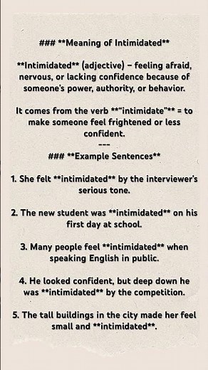 Intimidated Meaning in English |Learn New Words for Spoken English #learnenglish #vocabulary #shorts