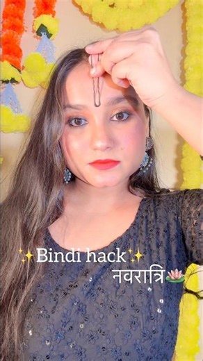 Easy Bindi Hack 🌼 Navratri Special with Juda Pin & Eyeliner 🦚