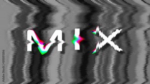 tv static MIX word text, disturb VHS retro 80s font