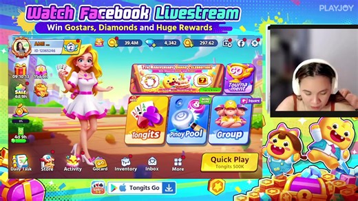 "2:30-4:30 Hello mga boss at madam! Enjoy Watching Streamer and get GOSTARS AND DIAMONDS! 😊😍 Com.mēnt & Shǎre our Livē.strēam in public with your GAME ID to get the GIFT CODE worth 50 dias!!! 👋 Call your family and friends to watch our livestream to receive more rewards!Let's play the best TONGITS GO game!!! Best Tongits Game for Filipino! Click here and join the fun! " | Tongits Go