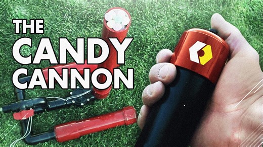 Watch a candy cannon launch sweets beyond 100 feet