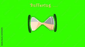 Animated scribble circled sand-clock on a green screen. Buffering status animation template web or app.