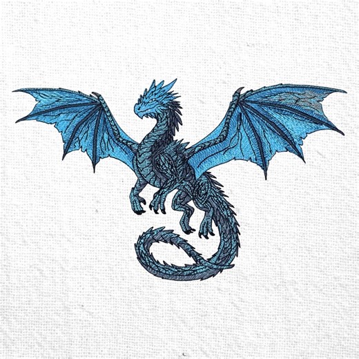 Blue Flying Dragon Machine Embroidery Design Ice Dragon Embroidery Pattern Fantasydragon Wing Machine Embroidery File Digital Download - Etsy
