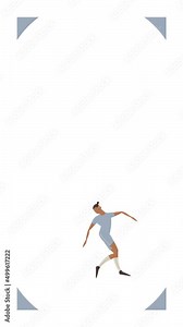 4k vertical video of cartoon football player character on white background.