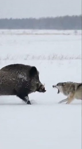 Wild Boar vs Wolf: Epic Field Showdown! #wildlife #viral #animals #nature