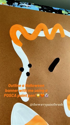 Brittany Jenkins | Artist + Designer on Instagram: "Outline a Halloween banner with me using a POSCA paint pen! 🧡👻🌟 #banners #satisfying #satisfyingvideo #banner #fyp"