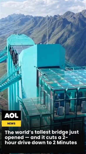China just opened the world's tallest bridge, the Huajiang Grand Canyon Bridge. At a staggering 2,050 feet tall, the record-breaking structure cuts a two-hour drive across the canyon down to just two minutes. Talk about a commute upgrade. (Source: Travel Noire) | AOL