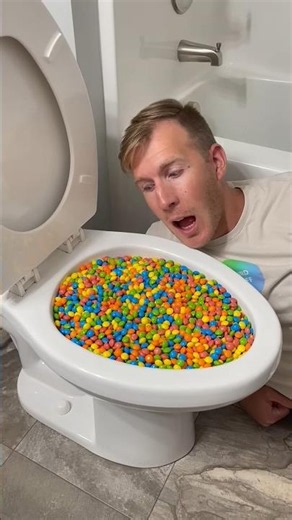 Experiment: Eating Tropical Skittles Candy in the Toilet #shorts
