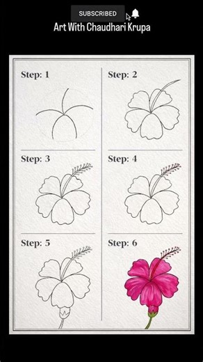 Easy Hibiscus Flower Drawing Step by Step 🌺 #shorts #drawing #art #youtubeshorts
