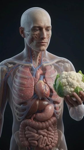 How Your Body Digests Cauliflower 🥦 #shortsviral #shortsyoutube #anatomy #aianimation #humanbody