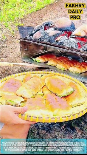 GENIUS TRADITIONAL HACK! Homemade Tin Can Oven Bakes Perfect Bread #inventions#rurallife #smart #fyp