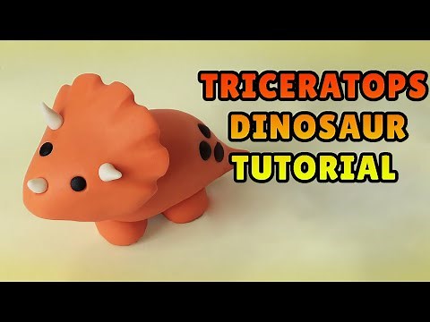 🔴DIY How to make MINIATURE TRICERATOPS DINOSAUR - Easy Polymer Clay, Fondant, plastilina Tutorial