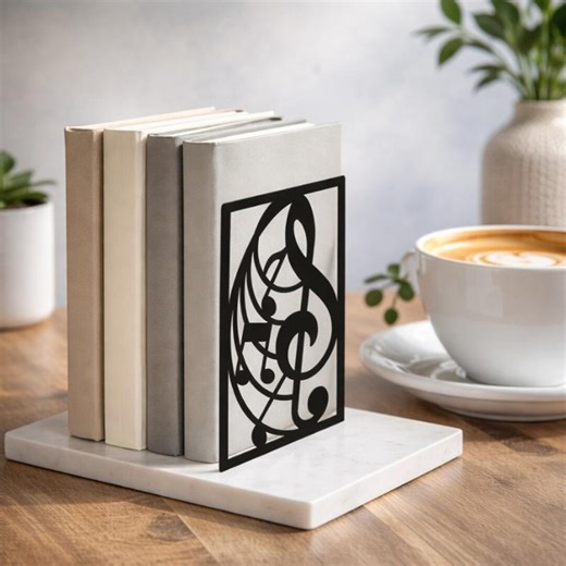 Music Note Metal Bookends, Treble Clef Book Ends, Decorative Shelf Organizer, Modern Home Decor, Gift for Music Lovers - Etsy