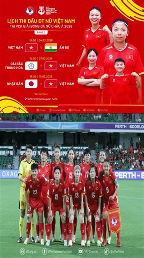 Lịch thi đấu của tuyển nữ Việt Nam tại Asian Cup nữ 2026
