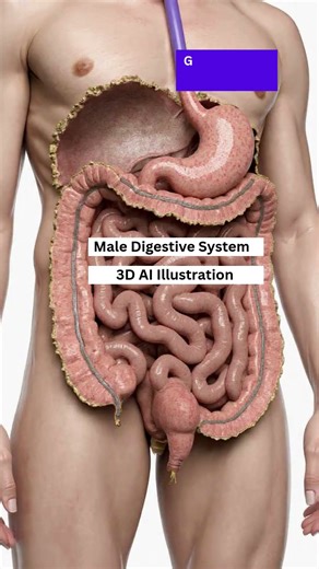 3D Male Digestive System Illustrated