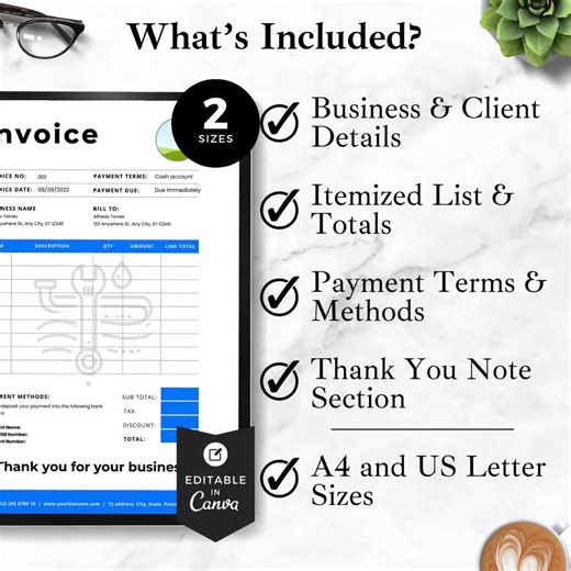 Plumber Invoice Template, Customizable Invoice for Plumbing Services, Instant Download, Business Invoice for Contractors Form - Etsy