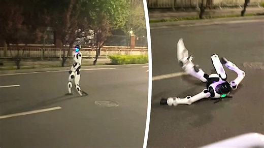 Robot collapses during late-night marathon test run in Beijing