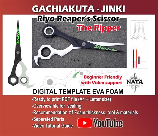 Gachiakuta Riyo the Ripper Scissor Template | EVA Foam Cosplay Pattern   Tutorial (able to Move) - Etsy