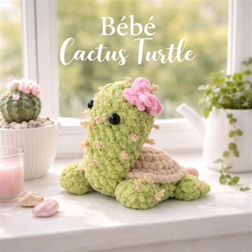 Cactus Turtle Crochet Patterns Bundle – Low Sew Sea Turtle Amigurumi Plushie | PDF Download | Video Tutorial Included - Etsy