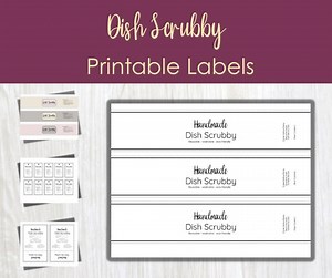 Printable Dish Scrubby Labels | Crochet and Knit Scrubby Packaging | Care Instruction Wraps, Tags & Cards | Digital Download - Etsy