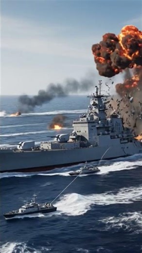 When small boats unite, giant warship can sink. 🚢🔥 Epic sea battle#SeaBattle #EpicWar #Shorts 🎬🌊