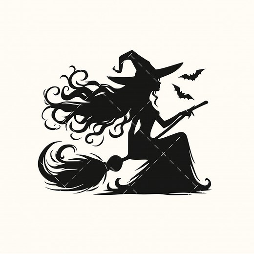 Witch SVG, Halloween Svg, Witch Riding a Broomstick, Fashion Halloween, Witch Clipart, Witch Silhouette, Witch Vector, Witch CNC Cricut File - Etsy