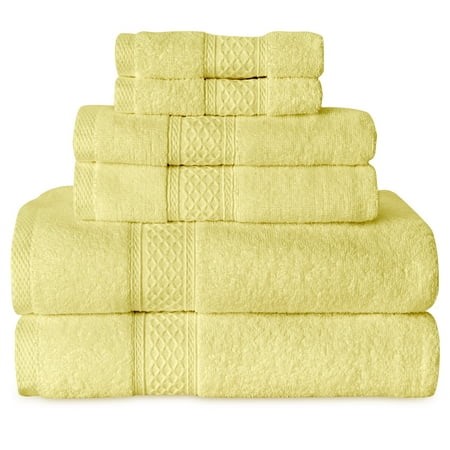Gogreen White Bath Towel Sets of 6 Pieces, 2 Bath Towels 2 Hand Towels 2 Washcloths, 100% Cotton Highly Absorbent Towels for Bathroom, Gym, Hotel (Yellow) - Walmart.ca