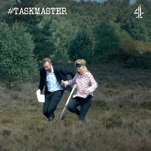 Wearing the blinfold at all times, travel as far as possible in 3 minutes. On removing your blindfold, you will then have another 3 minutes to retrace your steps to your starting position. | Taskmaster