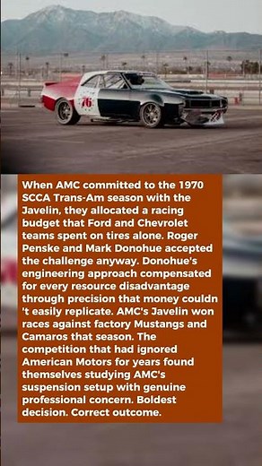 This Was AMC's Boldest Racing Decision — They Entered Trans-Am and Beat Teams With Ten Times Their