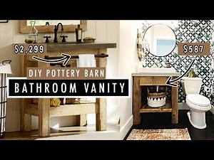 DIY bathroom vanity build | Pottery Barn Dupe + DIY concrete Counter top