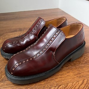 DOC MARTENS Vintage England RARE Rub Off Red Leather Loafers Shoes Y2K US 11
