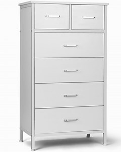 Richya Chest of Drawers, Dresser for Bedroom & Living Room with 6 Drawers, Steel Frame & Anti Fall Device, White - Walmart.com