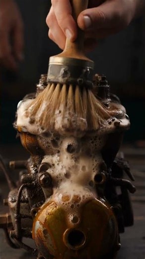 ⚙️🟠 Rusty Engine Cleaning ASMR | Orange Liquid Scrub Transformation 😍✨ | Satisfying Restoration