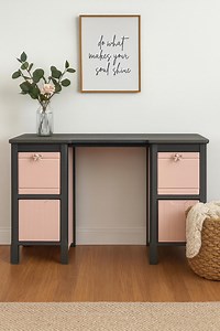 Vintage Blush & Charcoal Writing Desk W/ Bench | Hand-painted Cottage Chic Desk | One-of-a-kind (SOLD) - Etsy