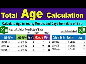 Age calculator in Excel | How to calculate Total Age in Years, Months and days