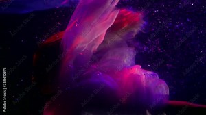 woman is doing somersaults inside water of pool, underwater shot