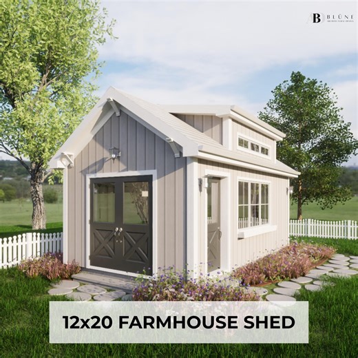 12x20 Shed Plans With Loft | Farmhouse Style Guest House, Workshop, Backyard Office | DIY Gravel Foundation Blueprint PDF - Etsy
