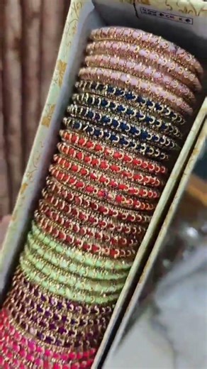 *BARFI STONE METAL BANGLES WITH BEAUTIFUL 12 COLOURS 12 SET COMBO BOX*AVAILABLE
