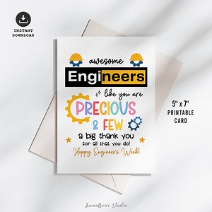 Engineers Week Card Printable, Engineer Appreciation Thank You Gift Card (PDF & JPG Download) - Etsy