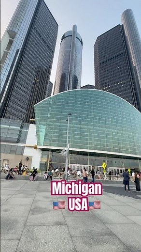 GM Tower Detroit Michigan | General Motors HQ & Riverside Views in MICHIGAN USA 🇺🇸