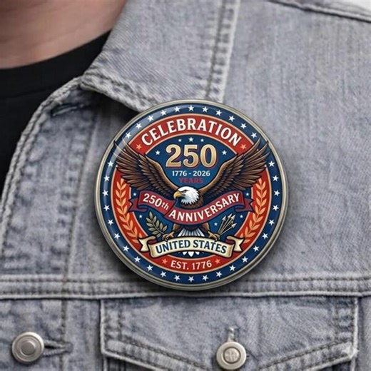 Patriotic USA Flag Pinback Eagle Badge,250 Years of Freedom Pin Button, Semiquincentennial 1776-2026 Pin, 250th Anniversary 4th of July Gift - Etsy