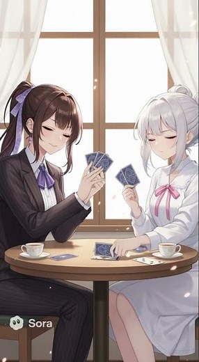 メイシンさんとアメリアでトランプしてもらっています