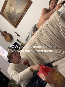 The smile and chip smacking | Extrovert X Introvert
