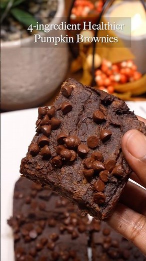 4-ingredient Healthier Pumpkin Brownies🤩 #healthydessert #healthyrecipes #easyrecipes