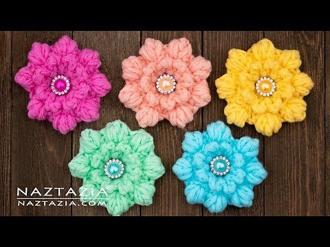 HOW to CROCHET a PUFF FLOWER - Flowers by Naztazia